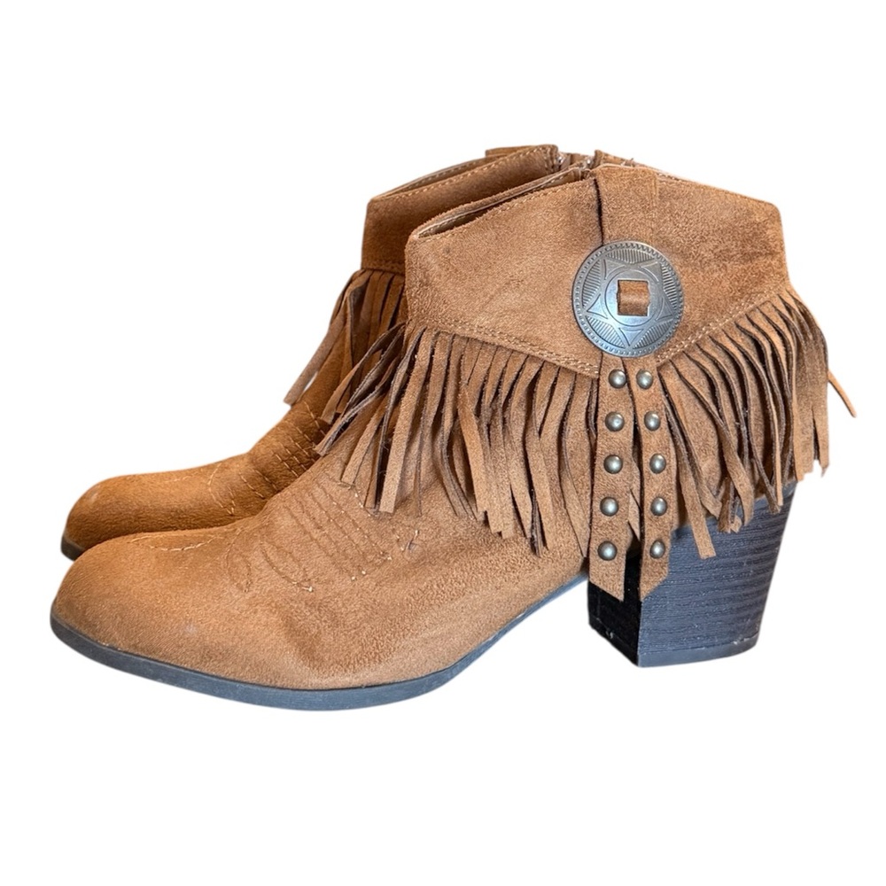 Indigo Fringe Suede Ankle Boots - Brown